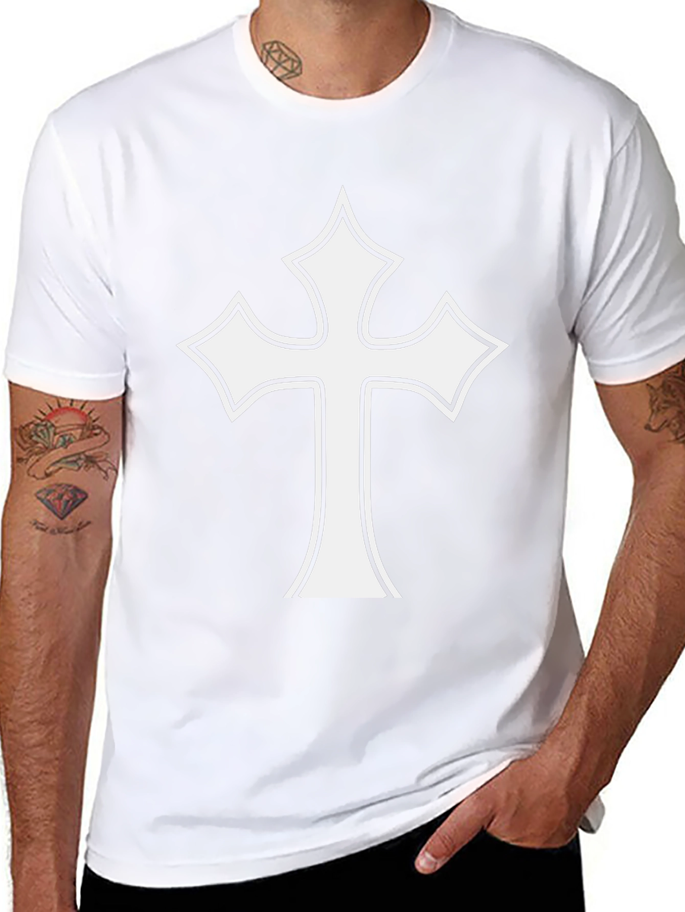 White Cross Graphic Black T-Shirt