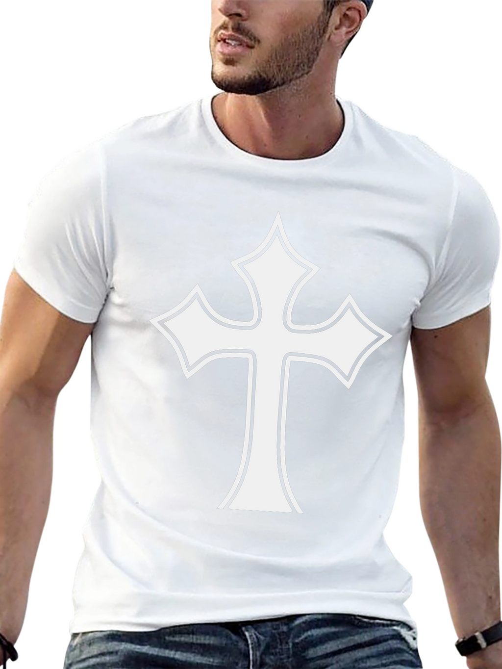 White Cross Graphic Black T-Shirt