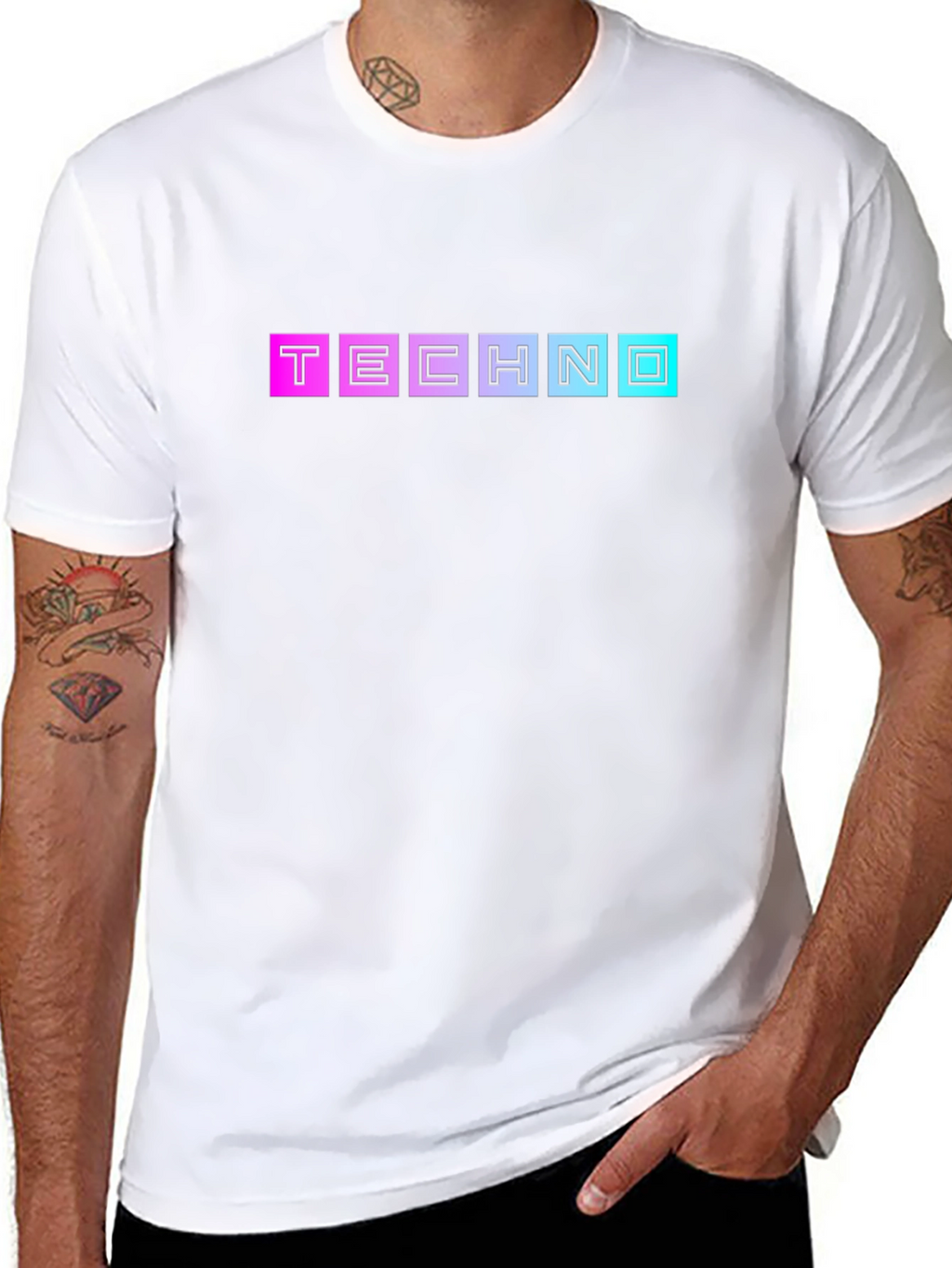Retro Techno Graphic T-Shirt - Black Cotton Blend Tee