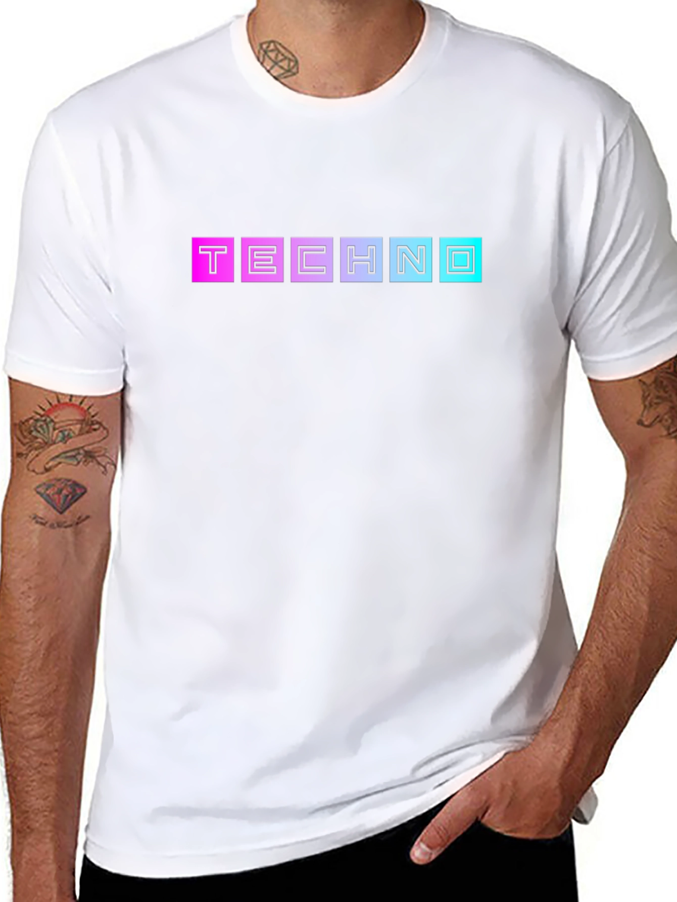 Retro Techno Graphic T-Shirt - Black Cotton Blend Tee