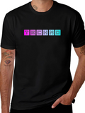 Retro Techno Graphic T-Shirt - Black Cotton Blend Tee
