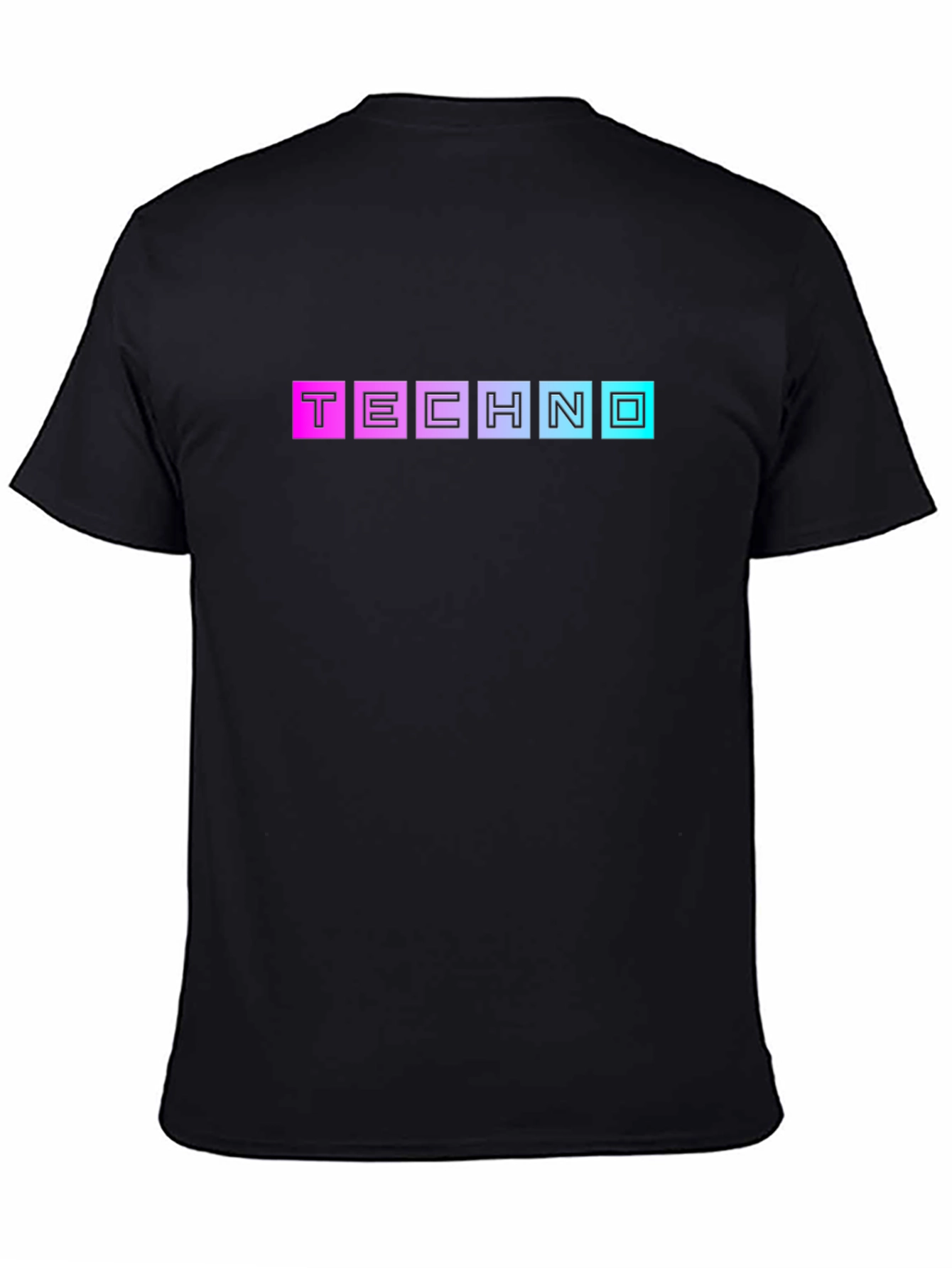 Retro Techno Graphic T-Shirt - Black Cotton Blend Tee