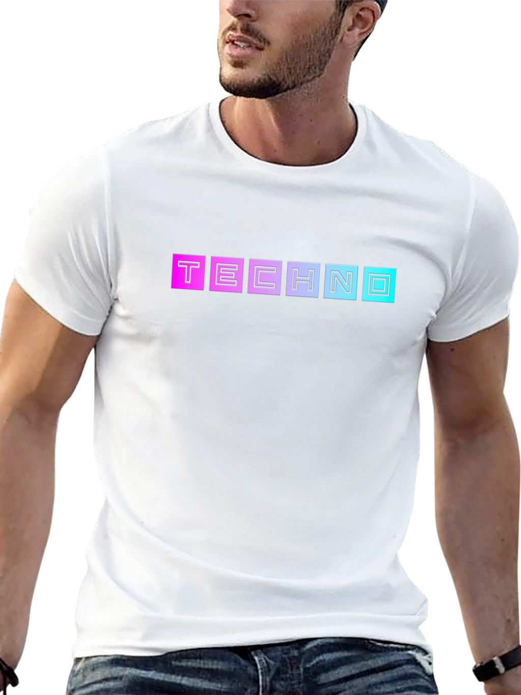 Retro Techno Graphic T-Shirt - Black Cotton Blend Tee