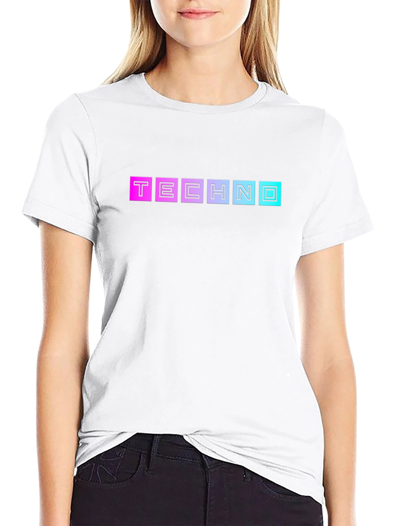Retro Techno Graphic T-Shirt - Black Cotton Blend Tee