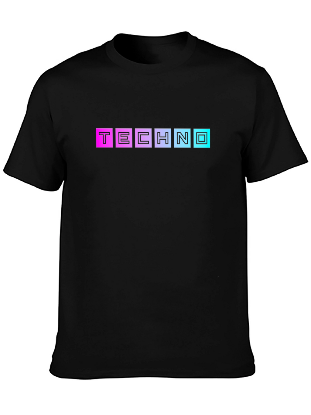 Retro Techno Graphic T-Shirt - Black Cotton Blend Tee