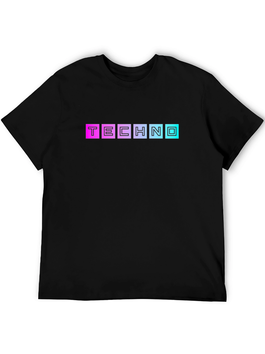 Retro Techno Graphic T-Shirt - Black Cotton Blend Tee