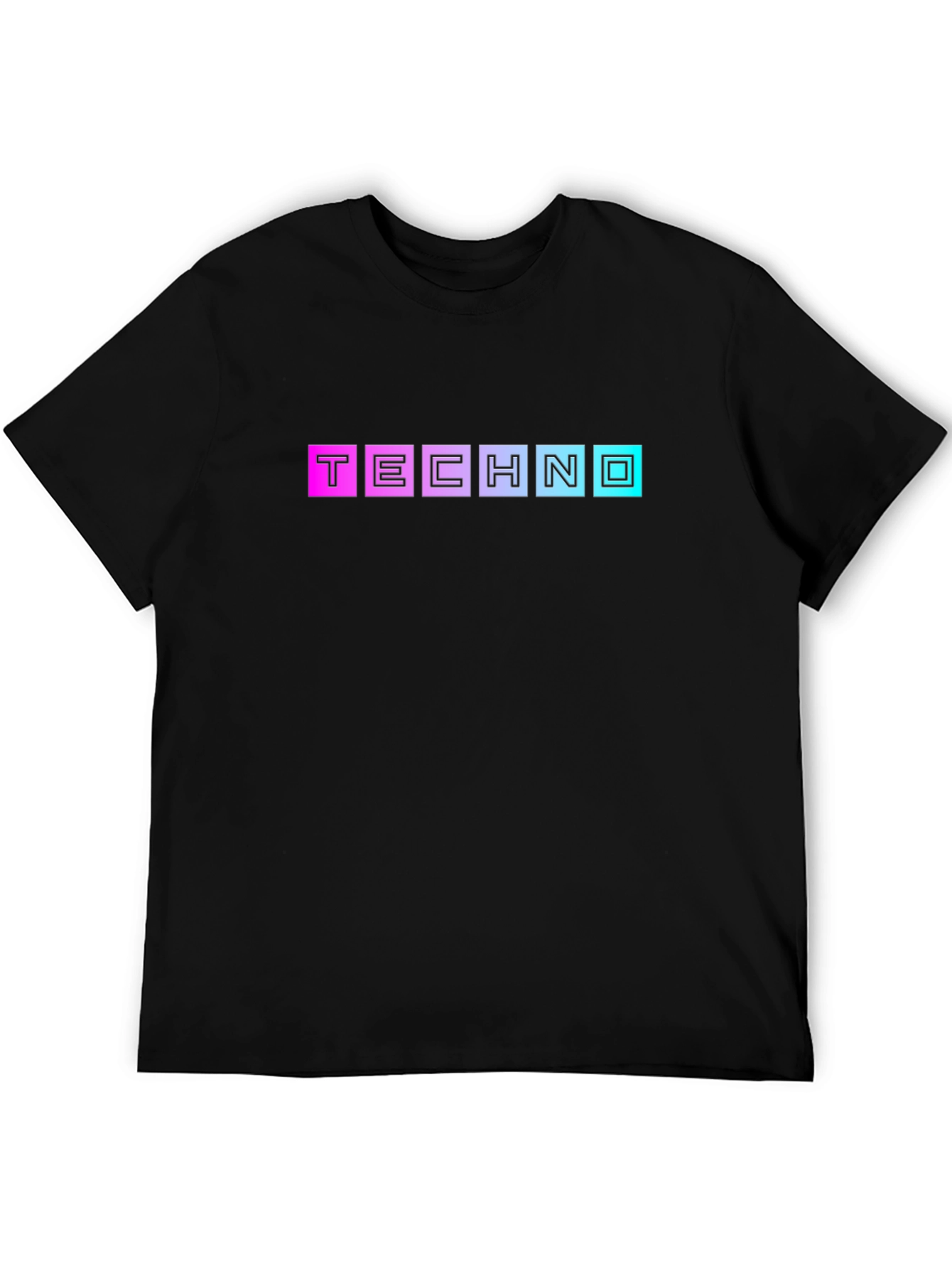 Retro Techno Graphic T-Shirt - Black Cotton Blend Tee
