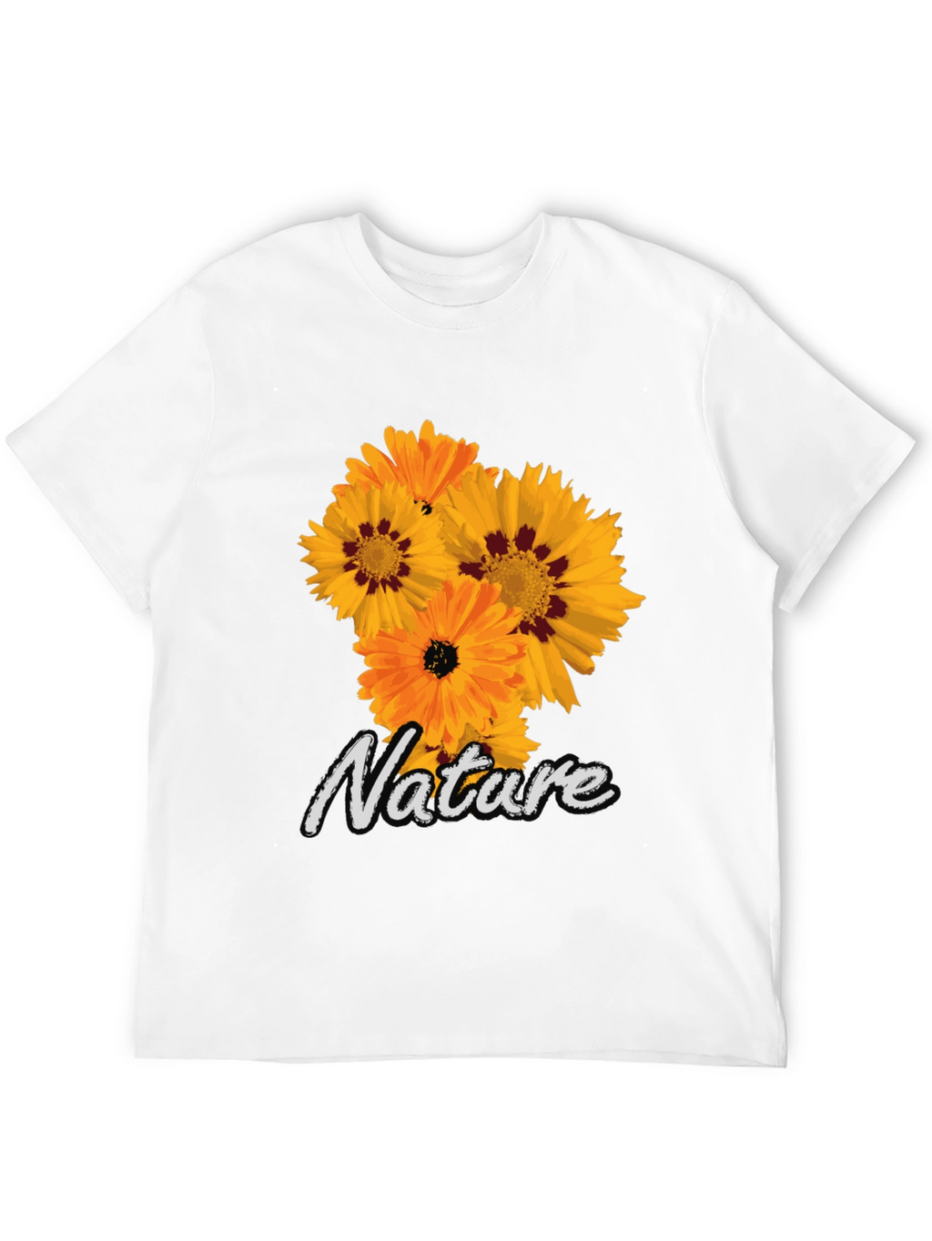 Nature Flower Graphic Black T-Shirt