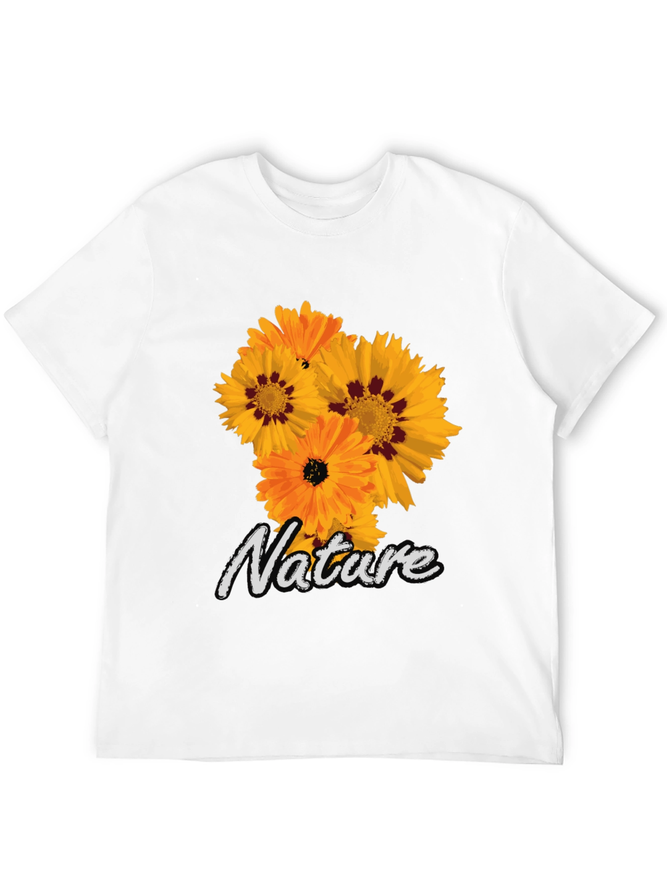 Nature Flower Graphic Black T-Shirt