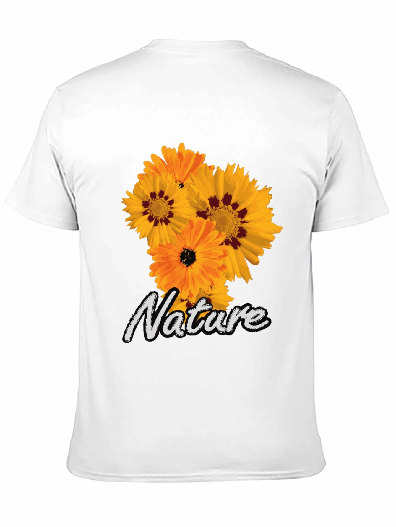 Nature Flower Graphic Black T-Shirt