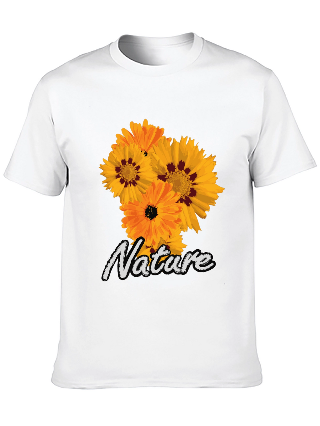 Nature Flower Graphic Black T-Shirt