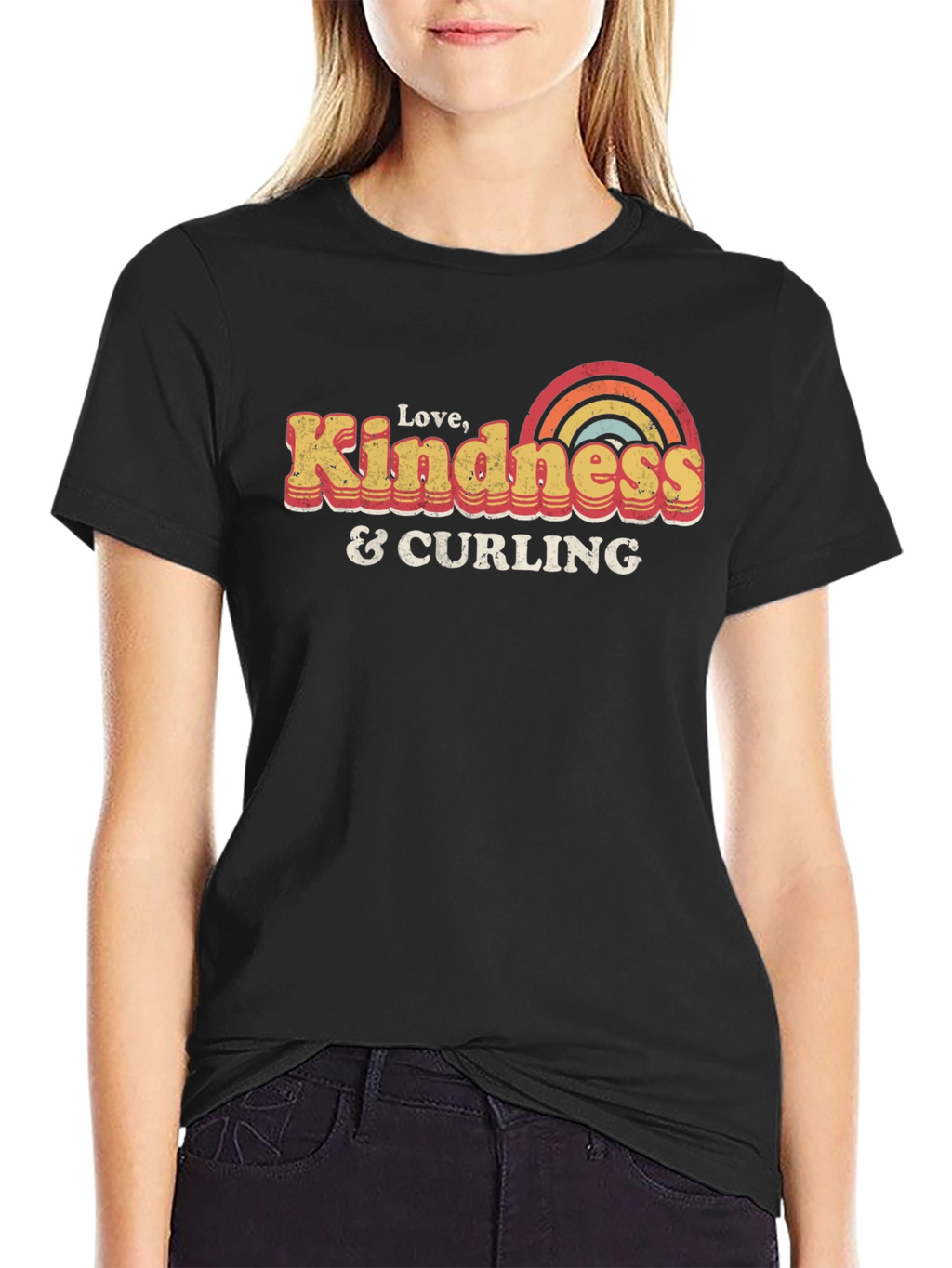 Love Kindness Curling T-Shirt Retro Design