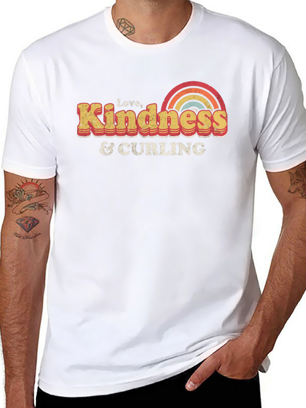 Love Kindness Curling T-Shirt Retro Design