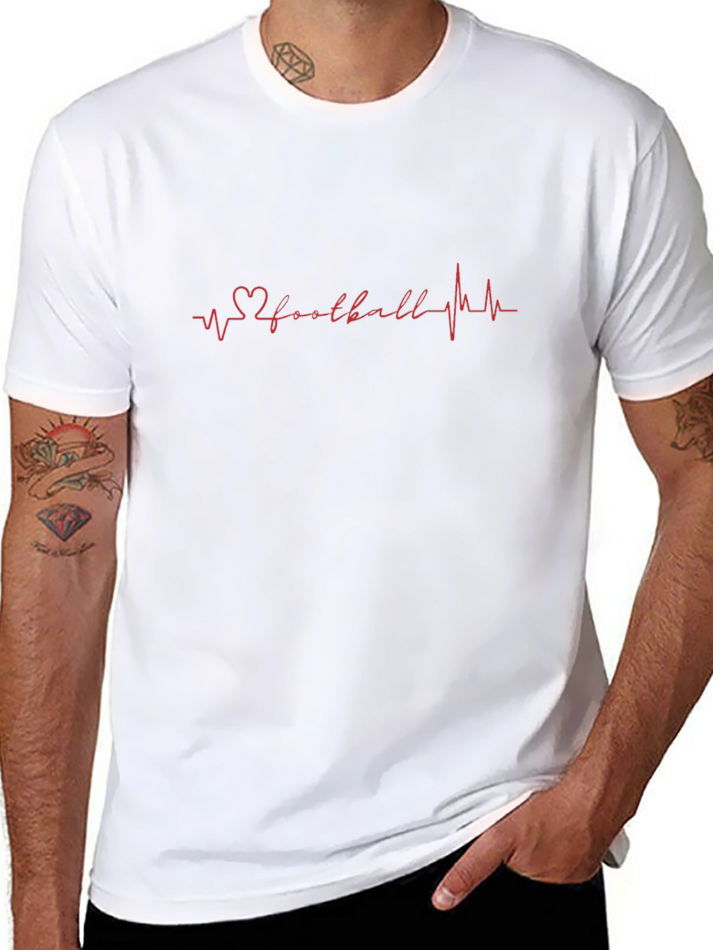 Football Heartbeat Graphic Tee - Black Casual T-Shirt