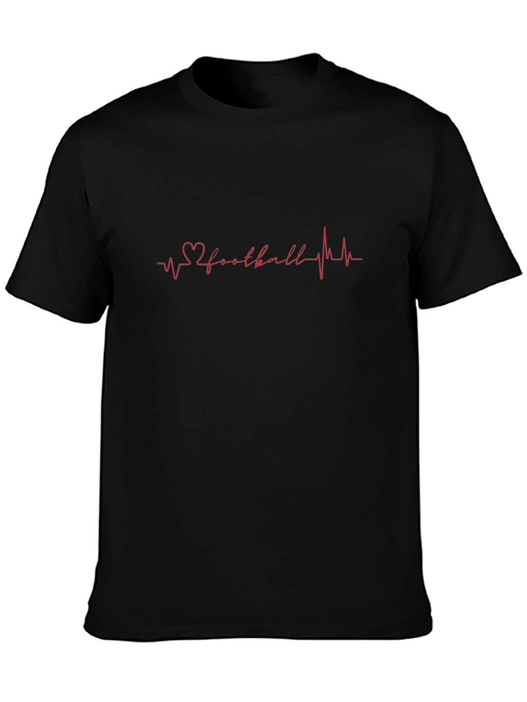 Football Heartbeat Graphic Tee - Black Casual T-Shirt