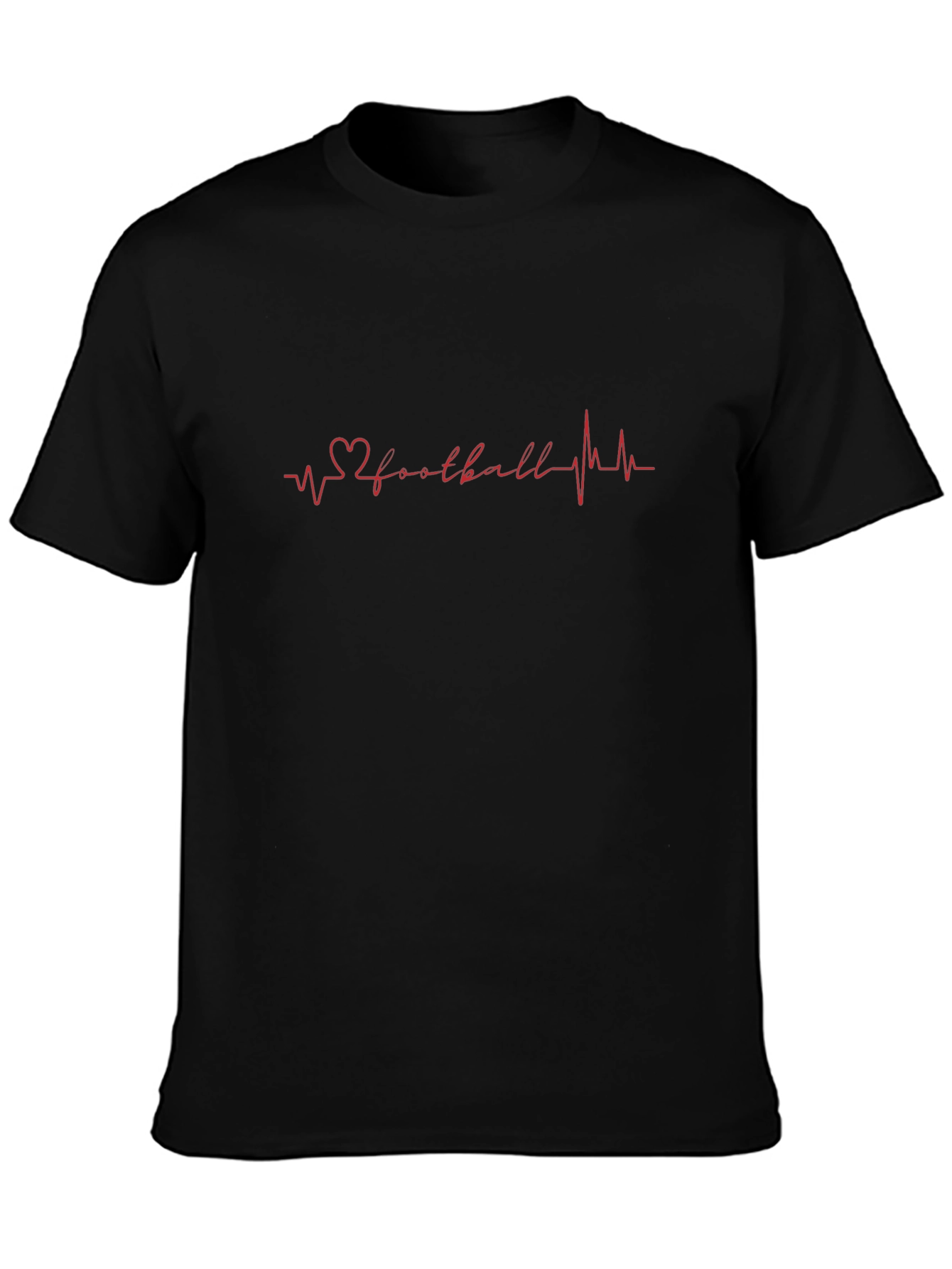 Football Heartbeat Graphic Tee - Black Casual T-Shirt