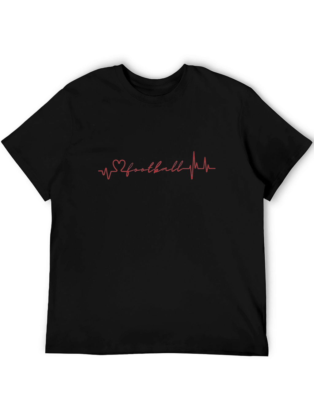 Football Heartbeat Graphic Tee - Black Casual T-Shirt