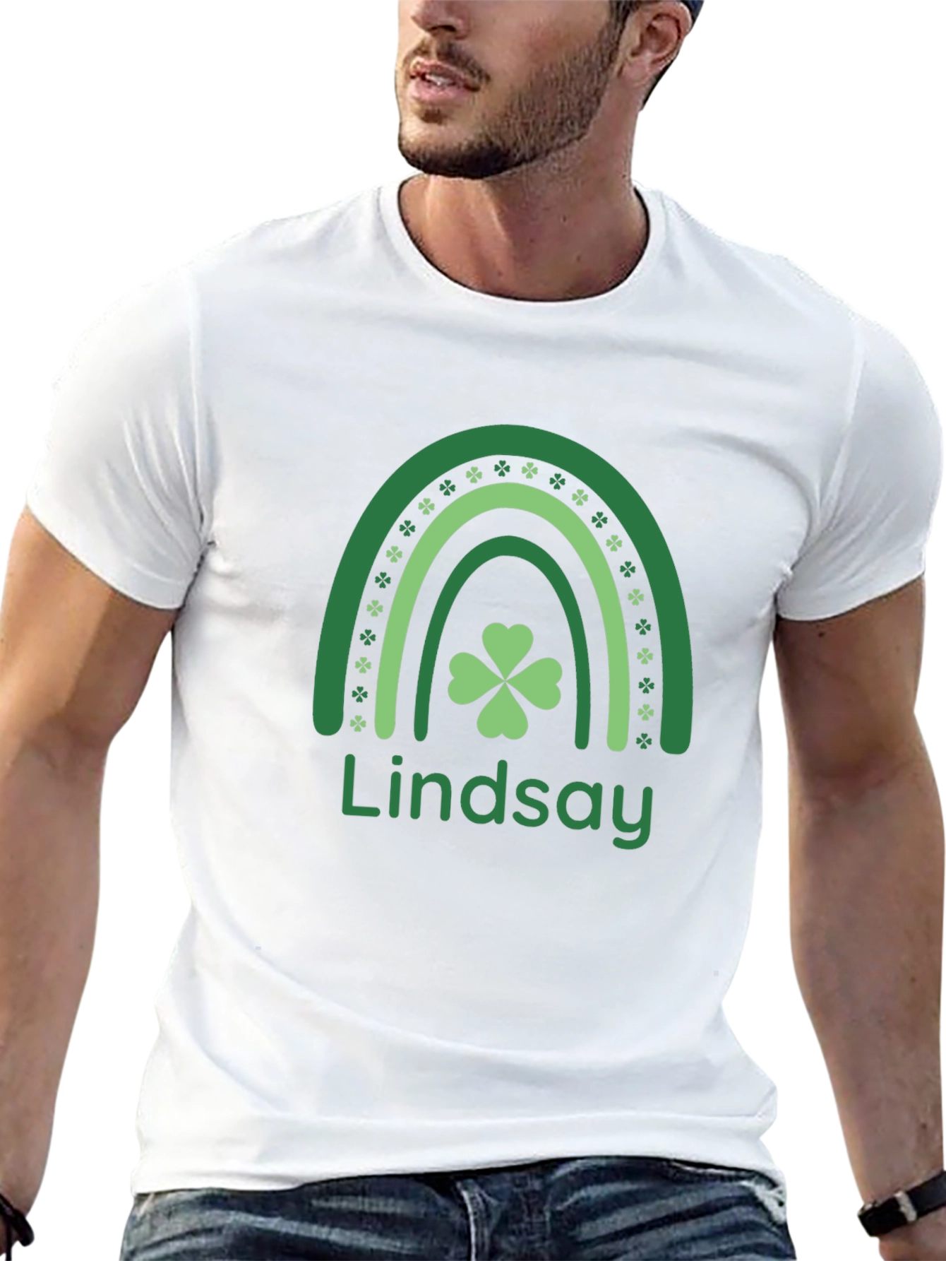 Personalized St. Patricks Day Rainbow Clover T-Shirt