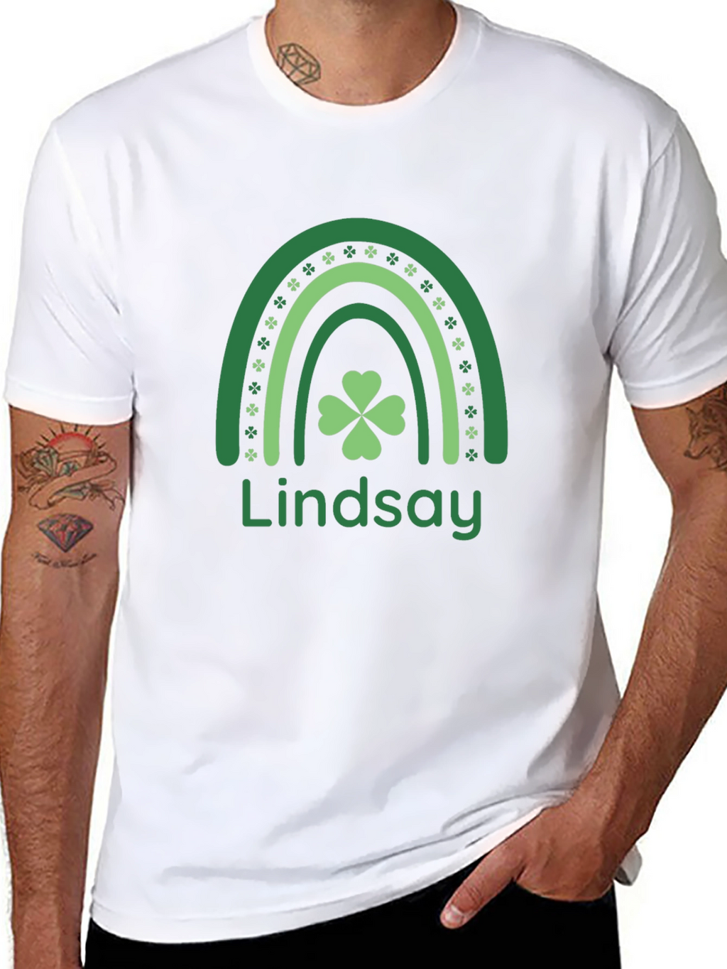 Personalized St. Patricks Day Rainbow Clover T-Shirt