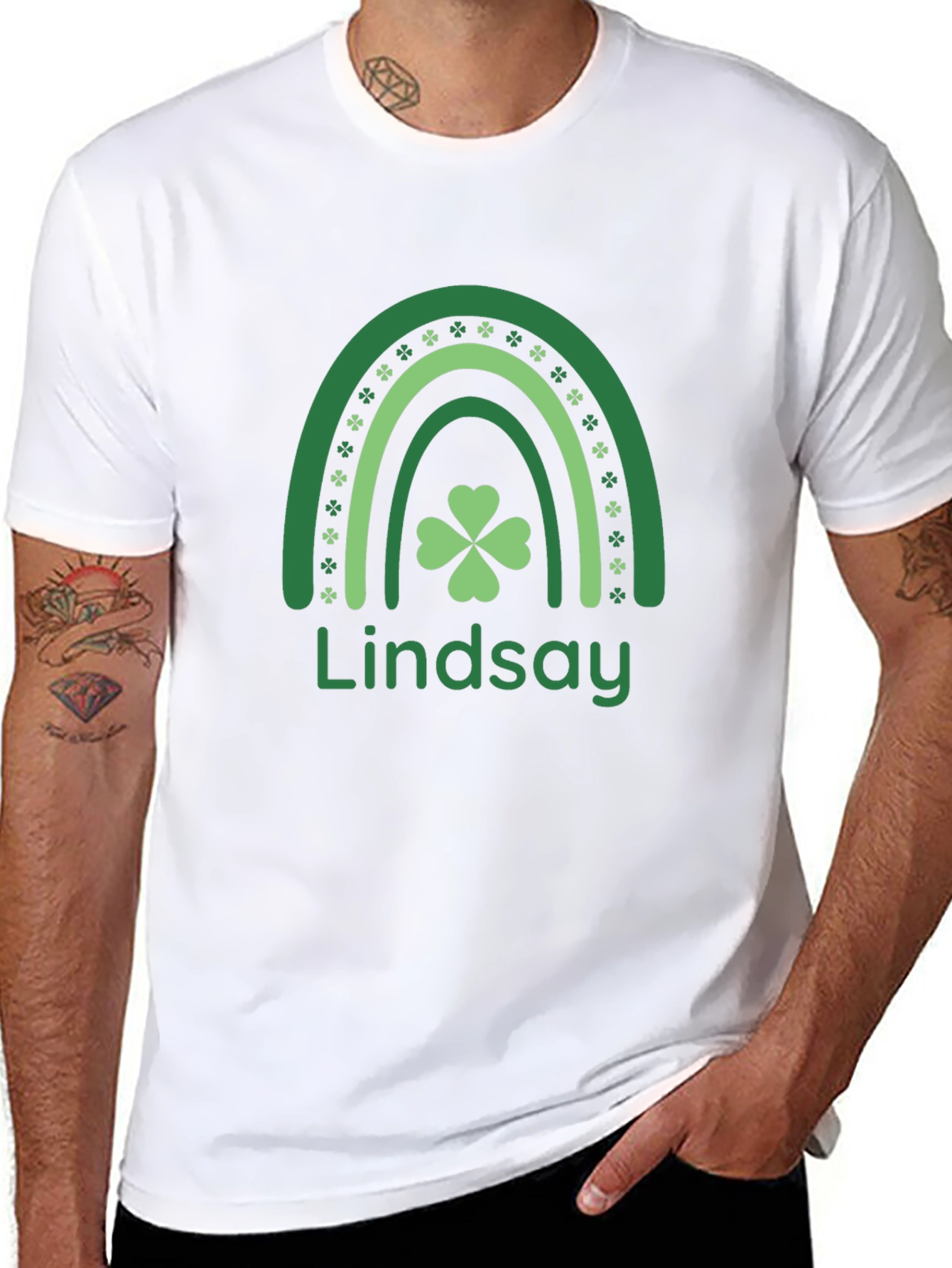 Personalized St. Patricks Day Rainbow Clover T-Shirt