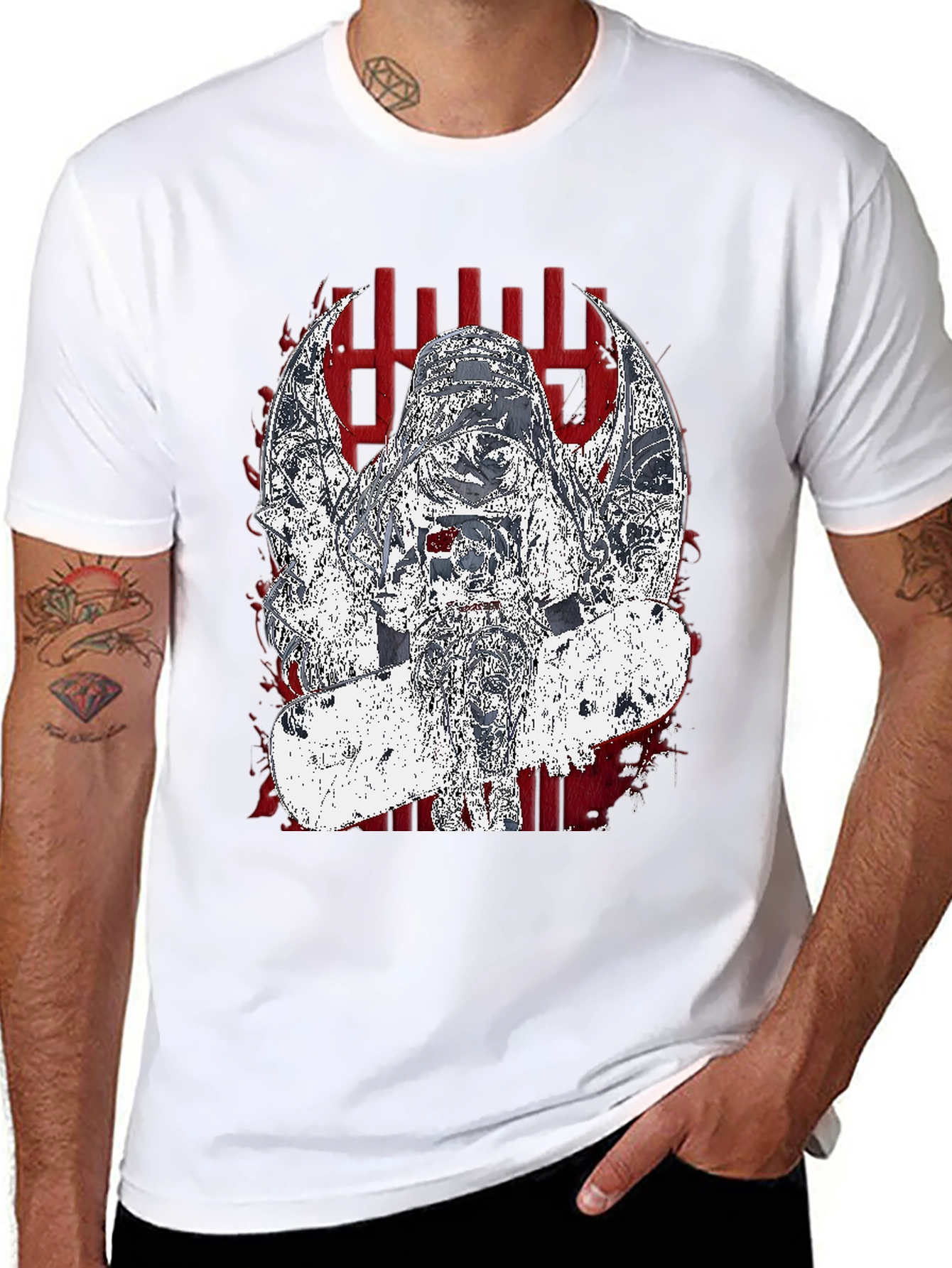 Edgy Graphic Tee - Dark Angel Skateboard Design