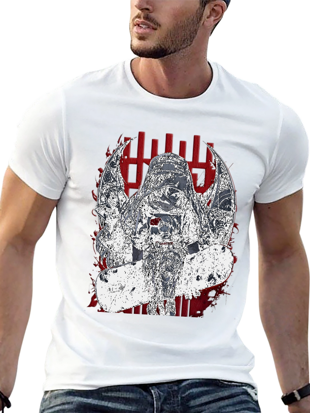 Edgy Graphic Tee - Dark Angel Skateboard Design
