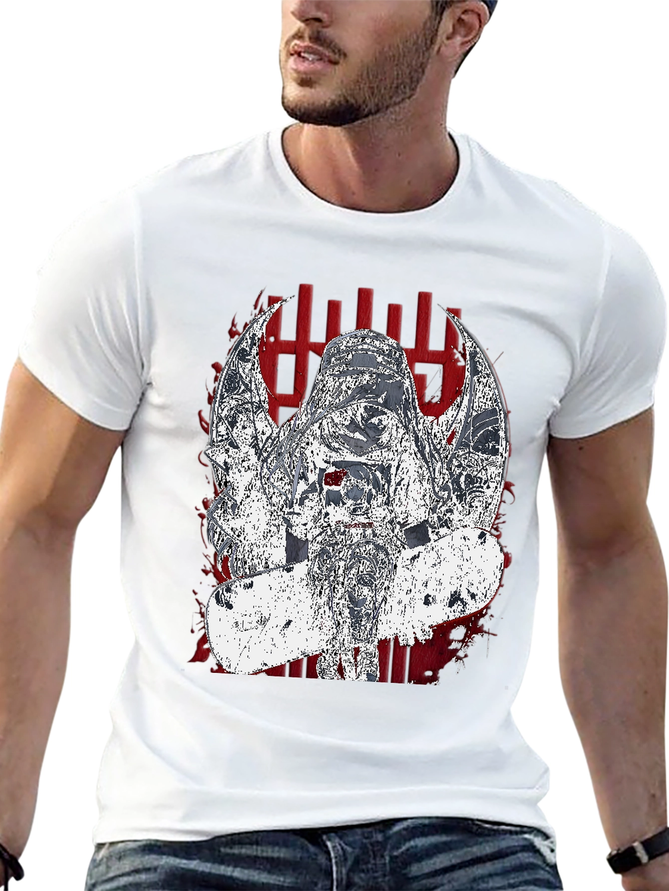 Edgy Graphic Tee - Dark Angel Skateboard Design
