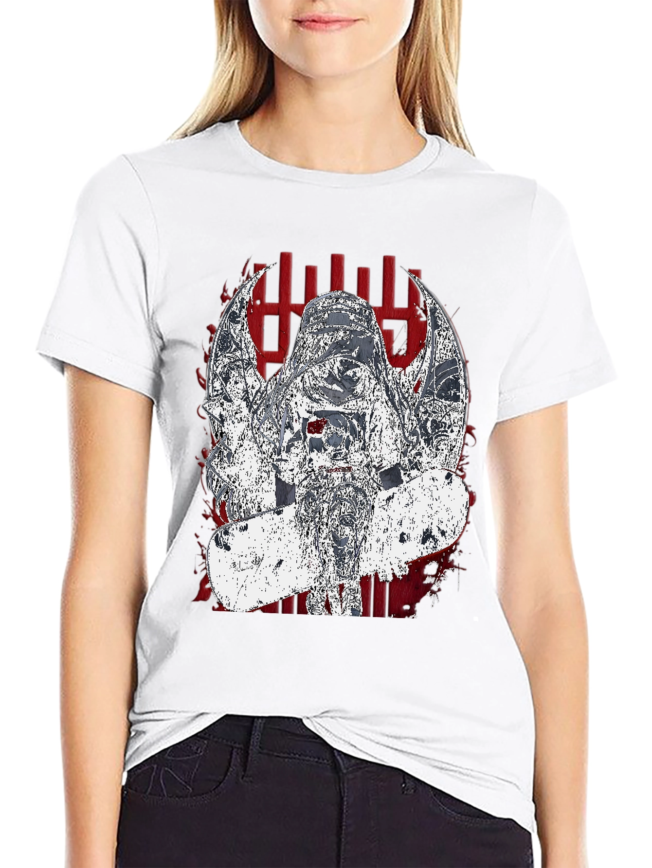 Edgy Graphic Tee - Dark Angel Skateboard Design