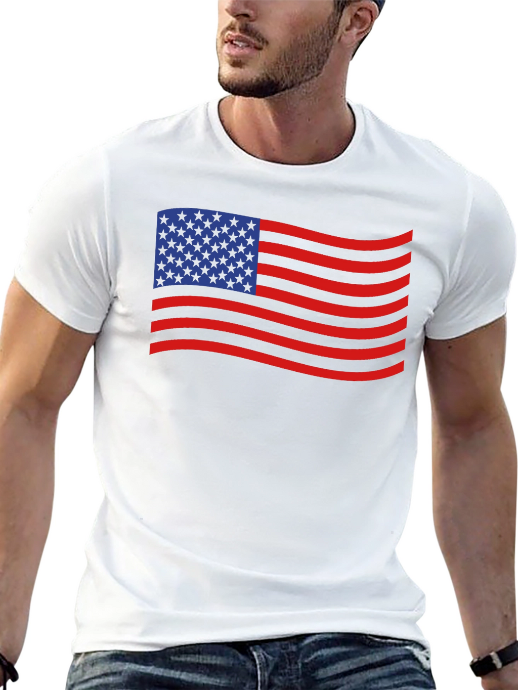 American Flag Waving T-Shirt - Patriotic USA Tee