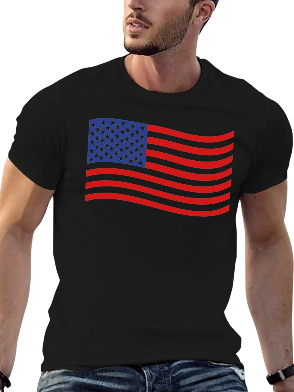American Flag Waving T-Shirt - Patriotic USA Tee