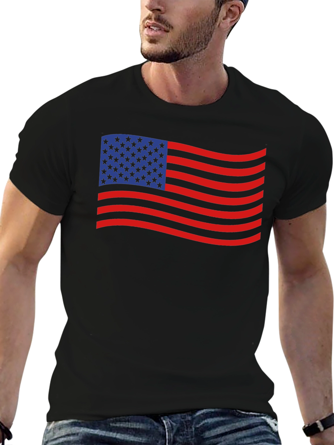 American Flag Waving T-Shirt - Patriotic USA Tee