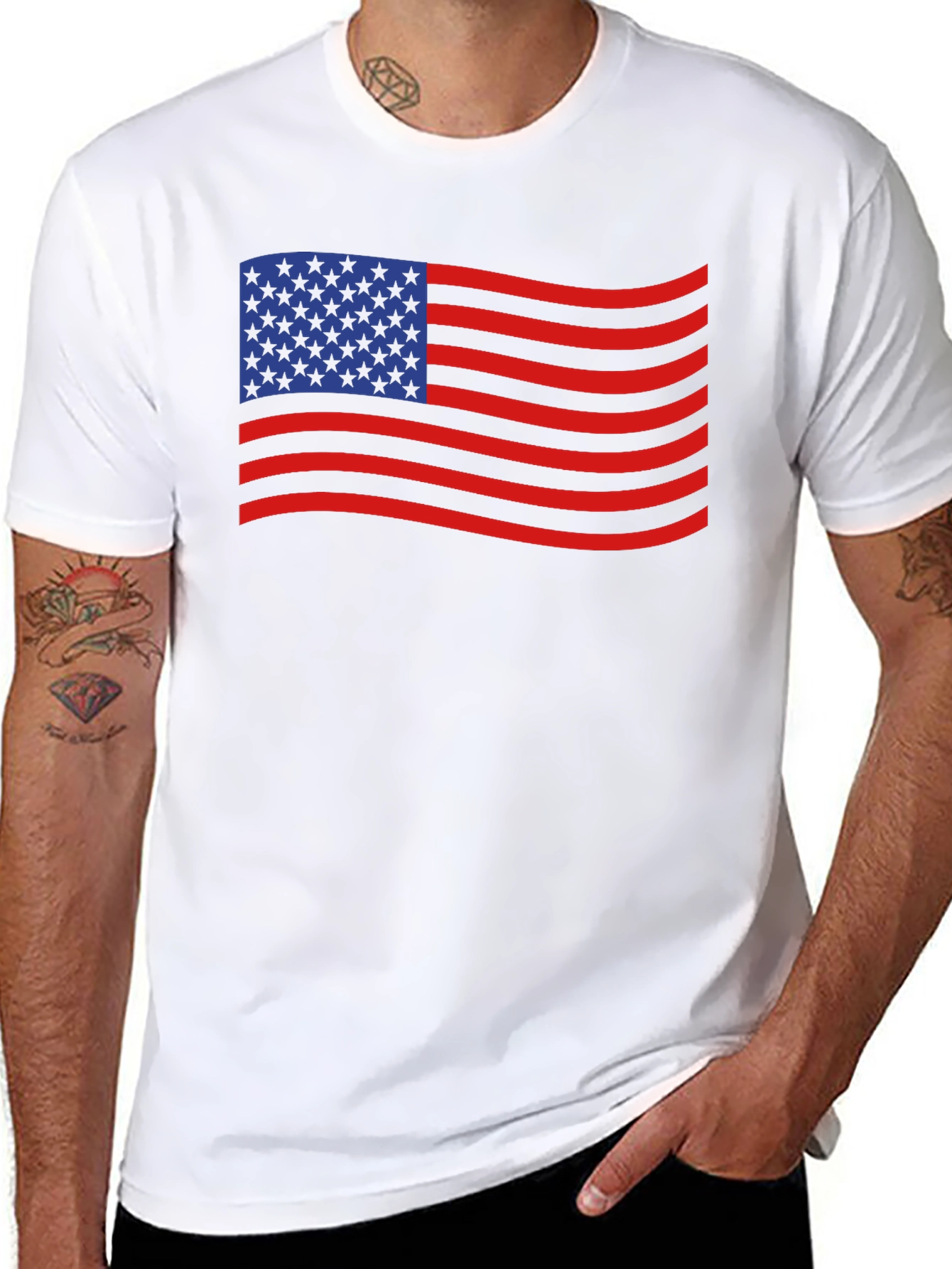 American Flag Waving T-Shirt - Patriotic USA Tee