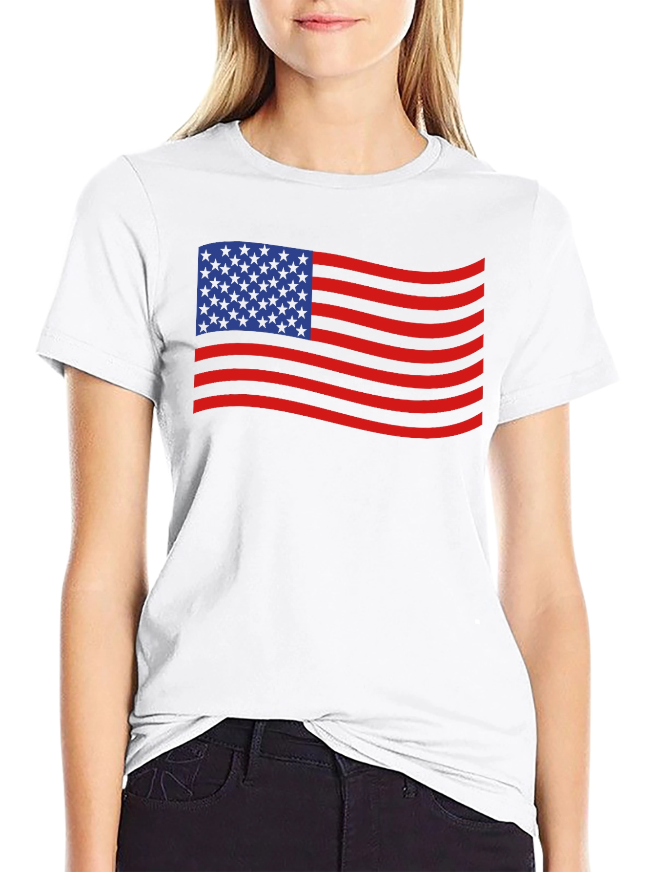 American Flag Waving T-Shirt - Patriotic USA Tee