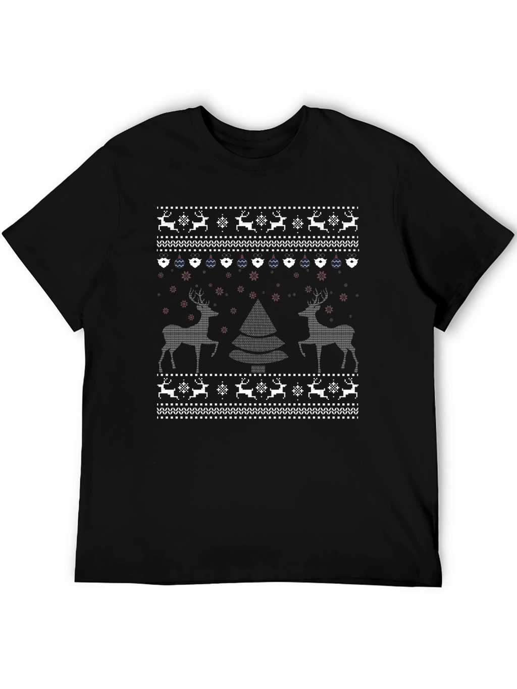 Ugly Christmas Sweater T-Shirt - Reindeer & Tree