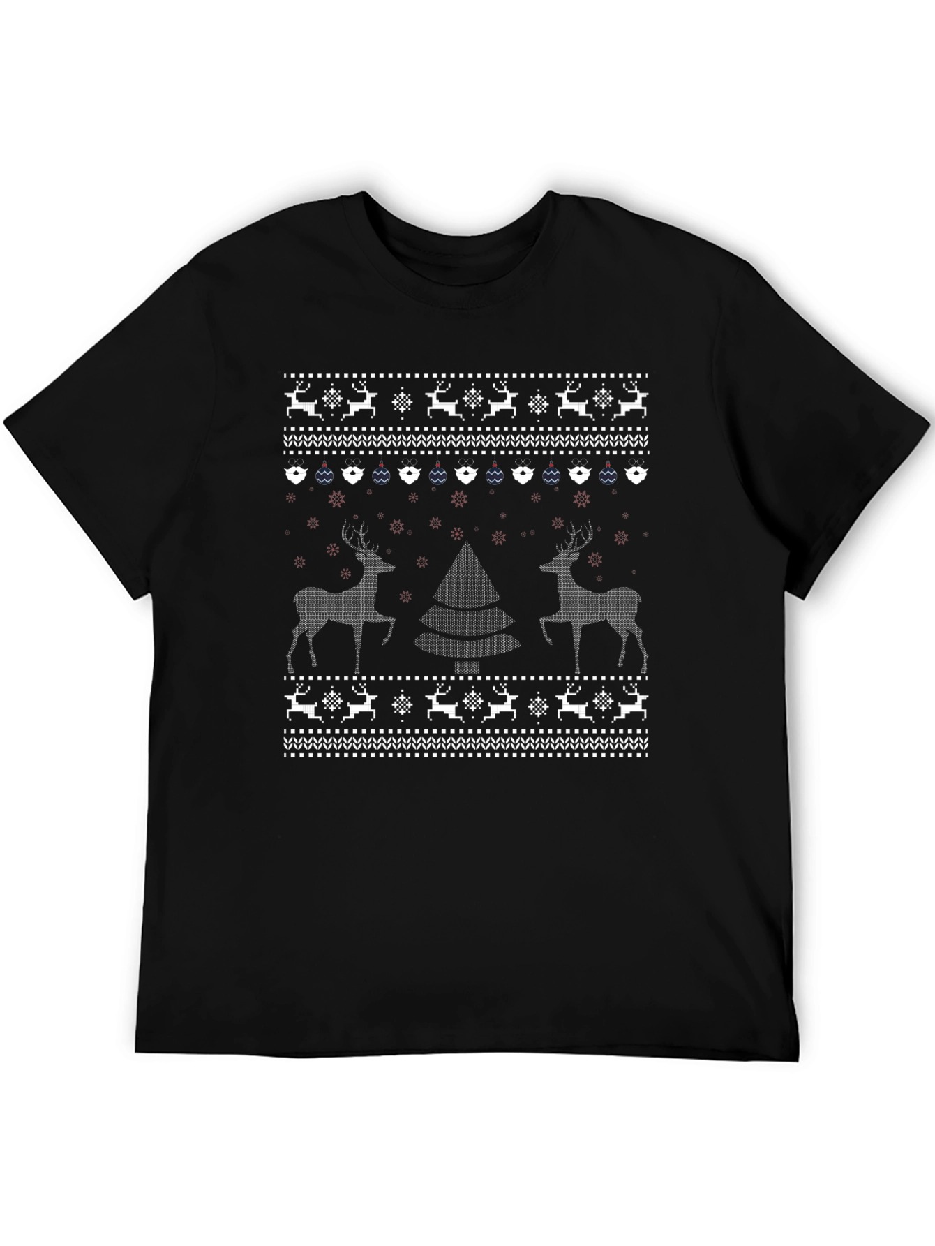 Ugly Christmas Sweater T-Shirt - Reindeer & Tree