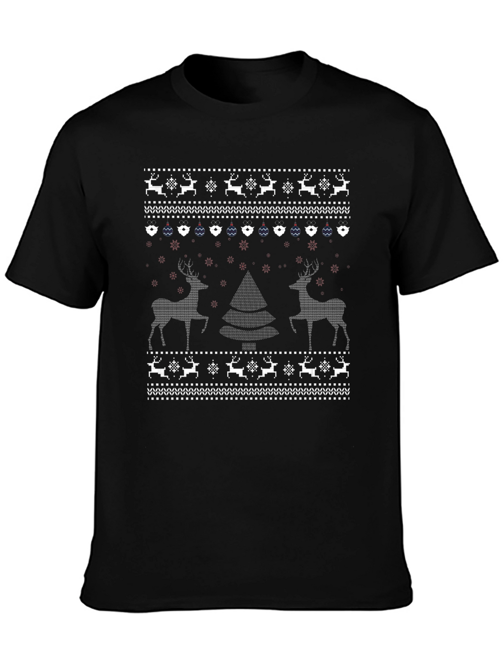 Ugly Christmas Sweater T-Shirt - Reindeer & Tree