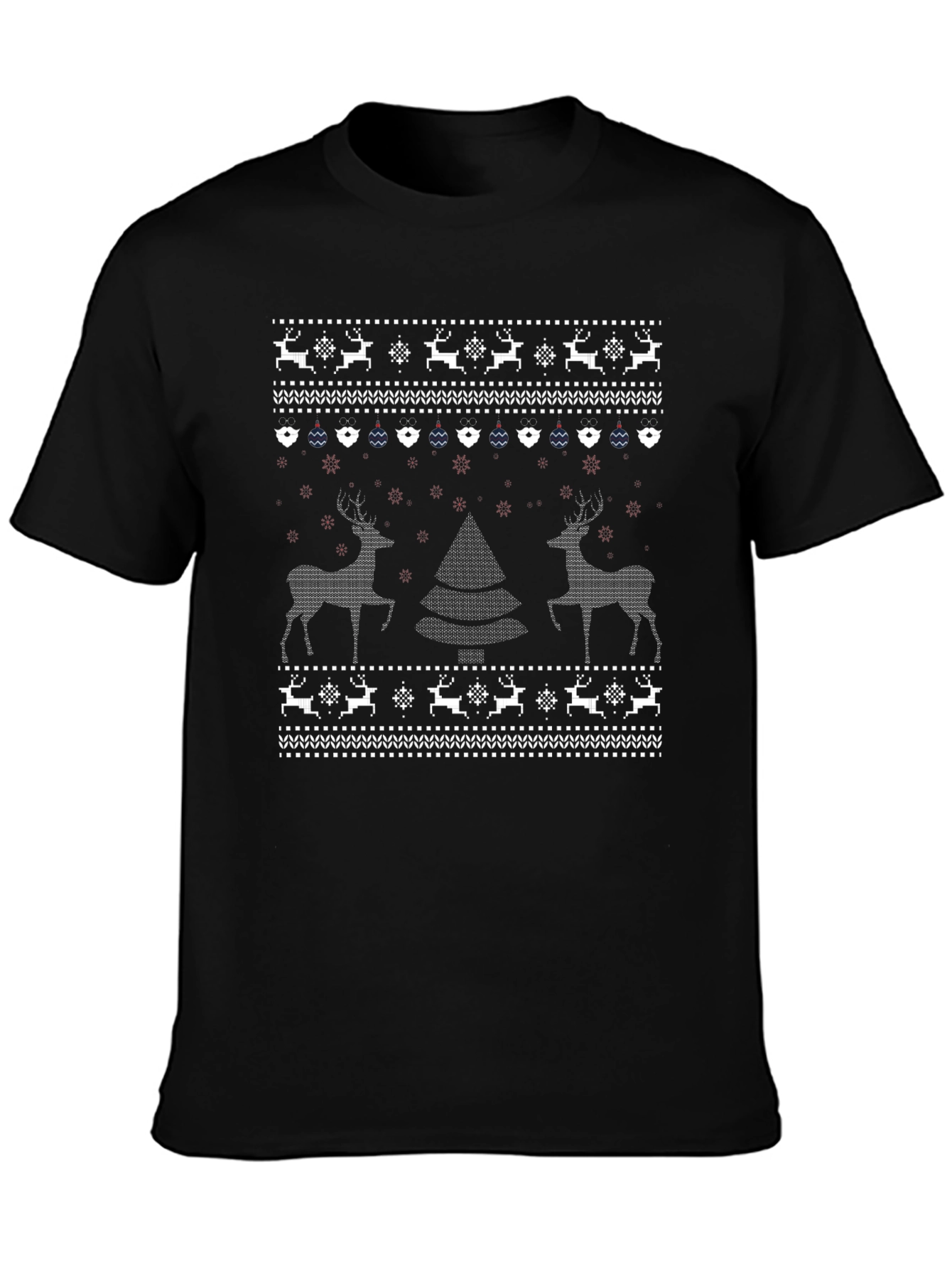Ugly Christmas Sweater T-Shirt - Reindeer & Tree