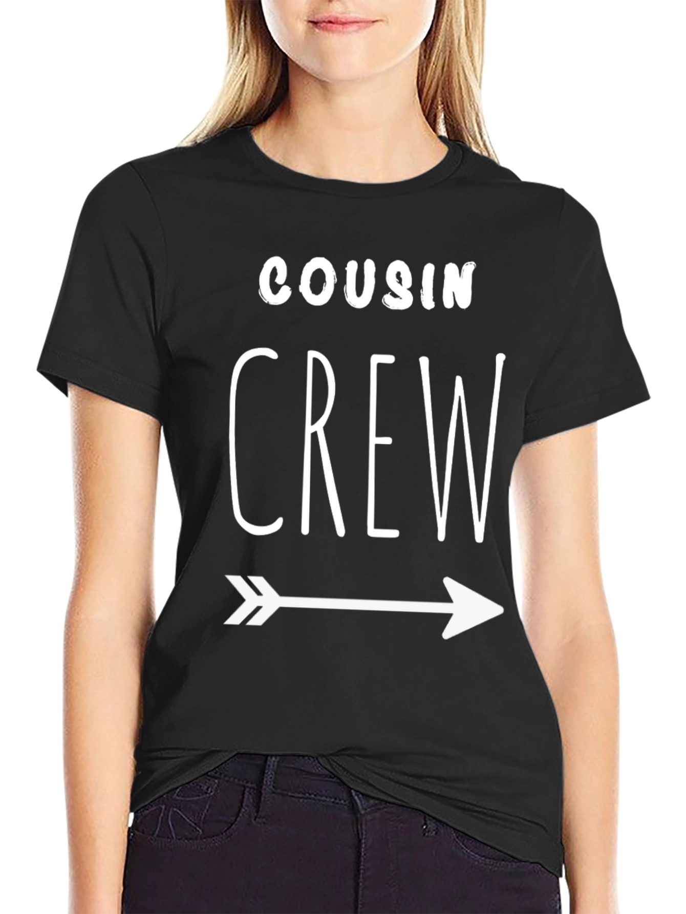 Cousin Crew Black T-Shirt with Arrow Graphic Print