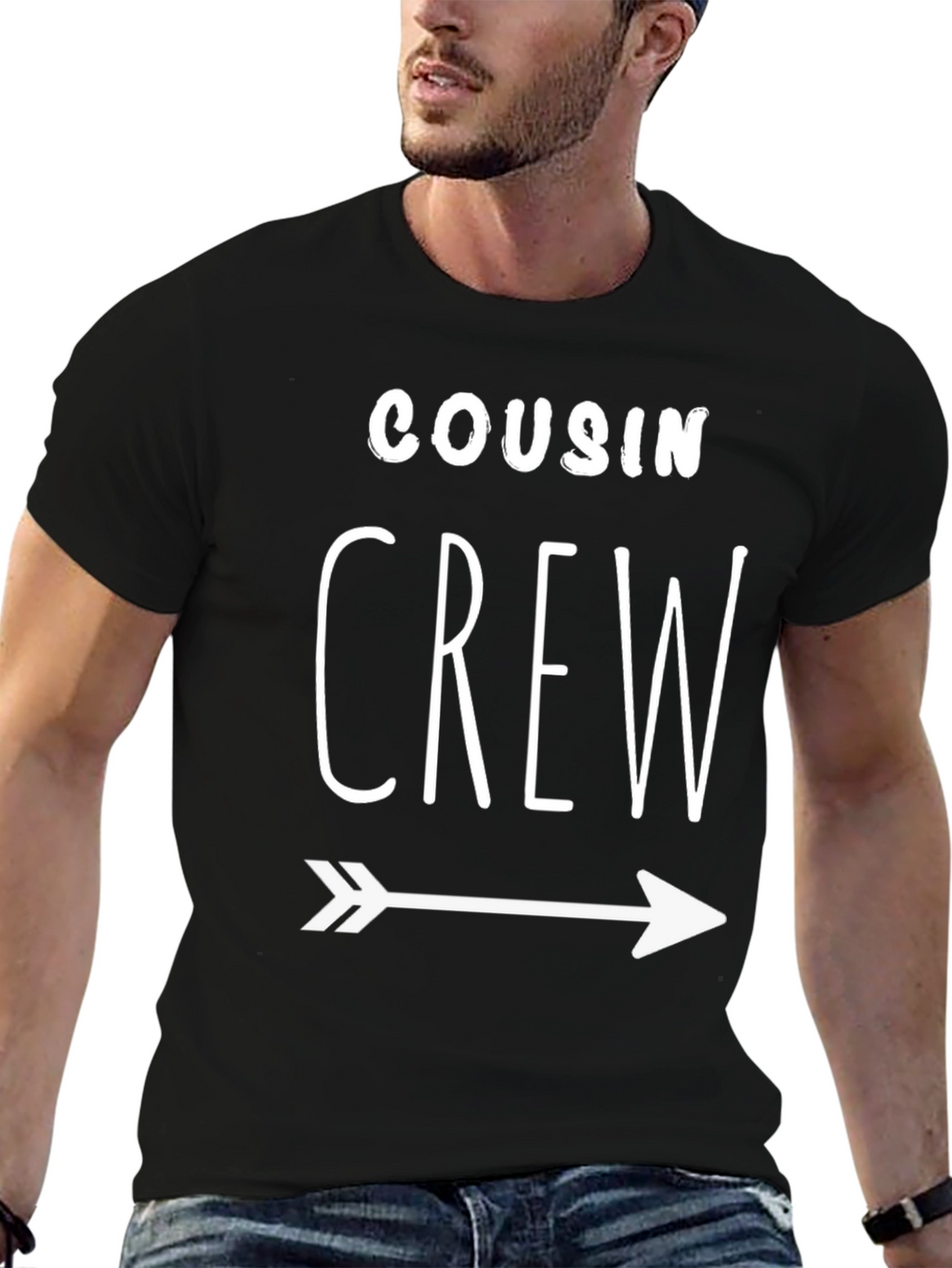 Cousin Crew Black T-Shirt with Arrow Graphic Print