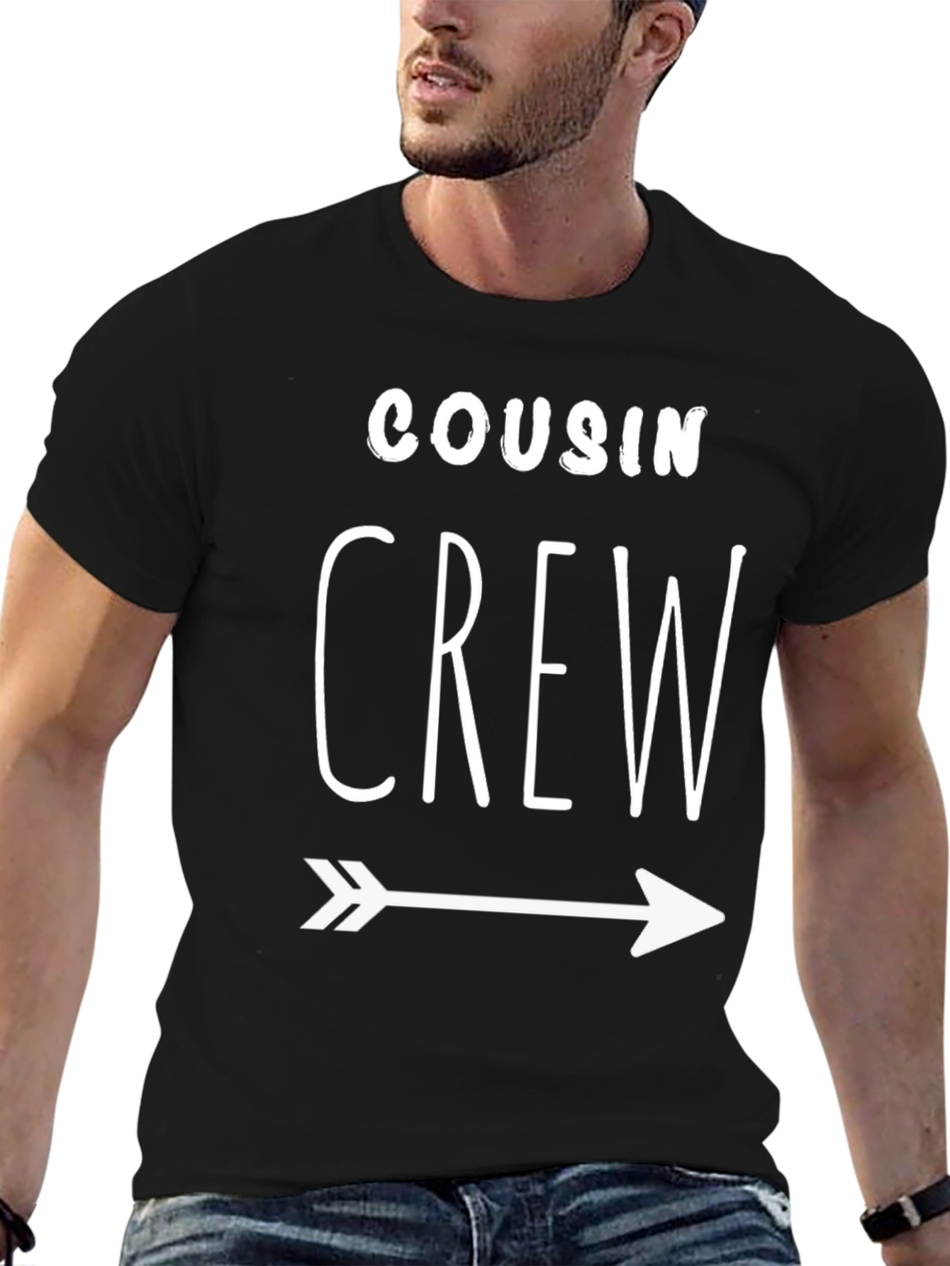 Cousin Crew Black T-Shirt with Arrow Graphic Print