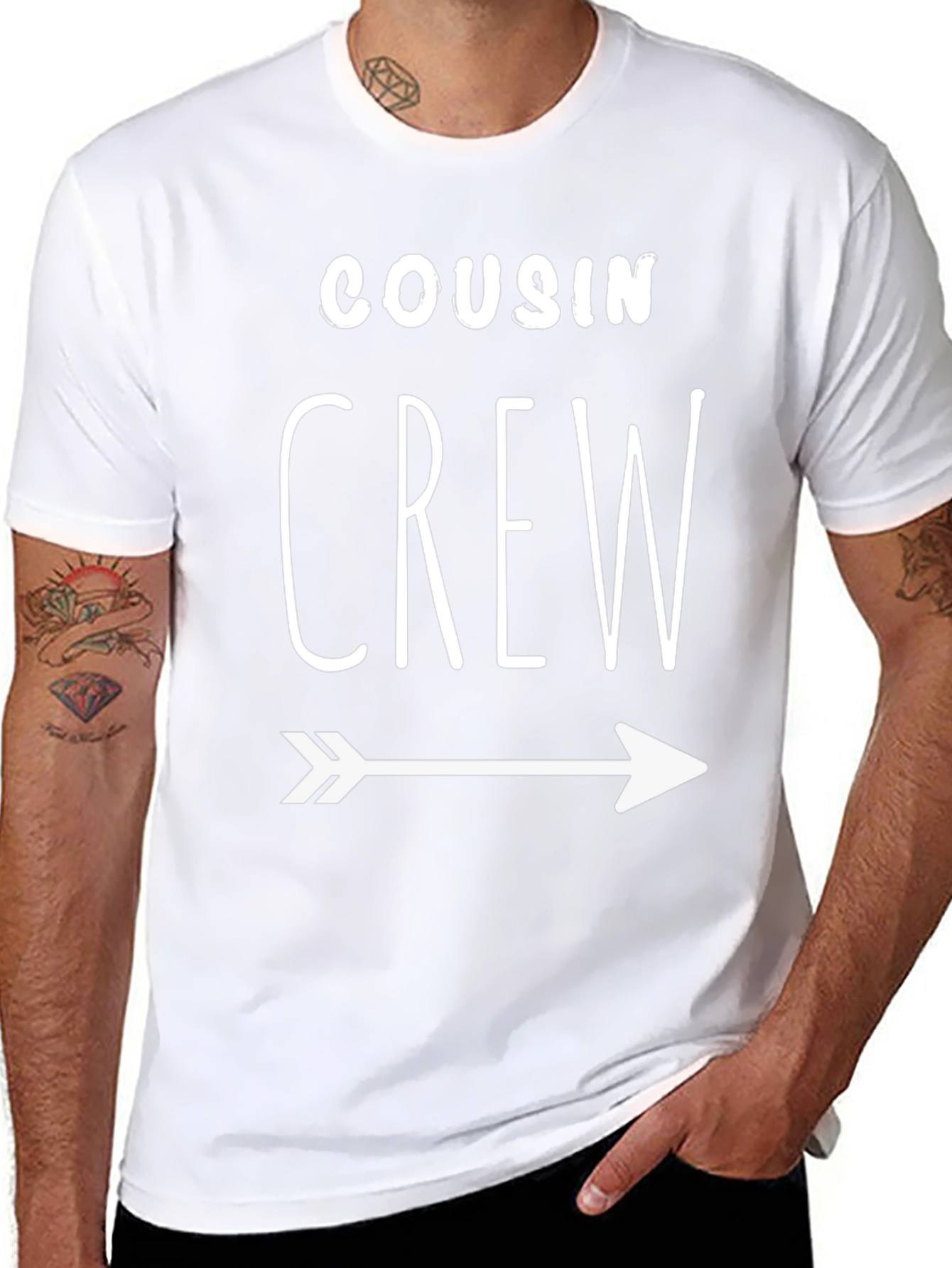 Cousin Crew Black T-Shirt with Arrow Graphic Print