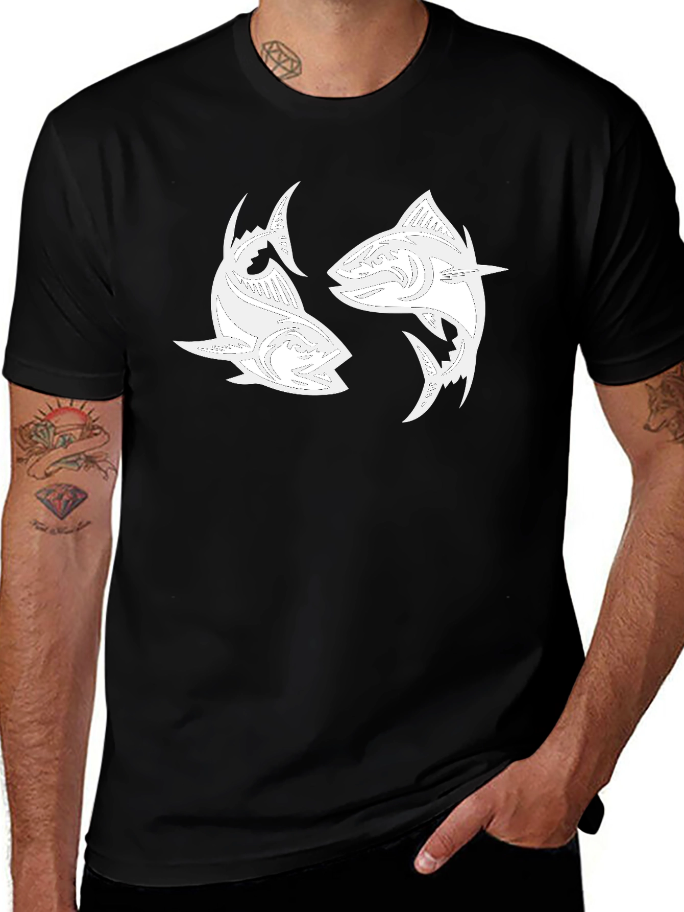 Yin Yang Tuna Graphic Tee - Black