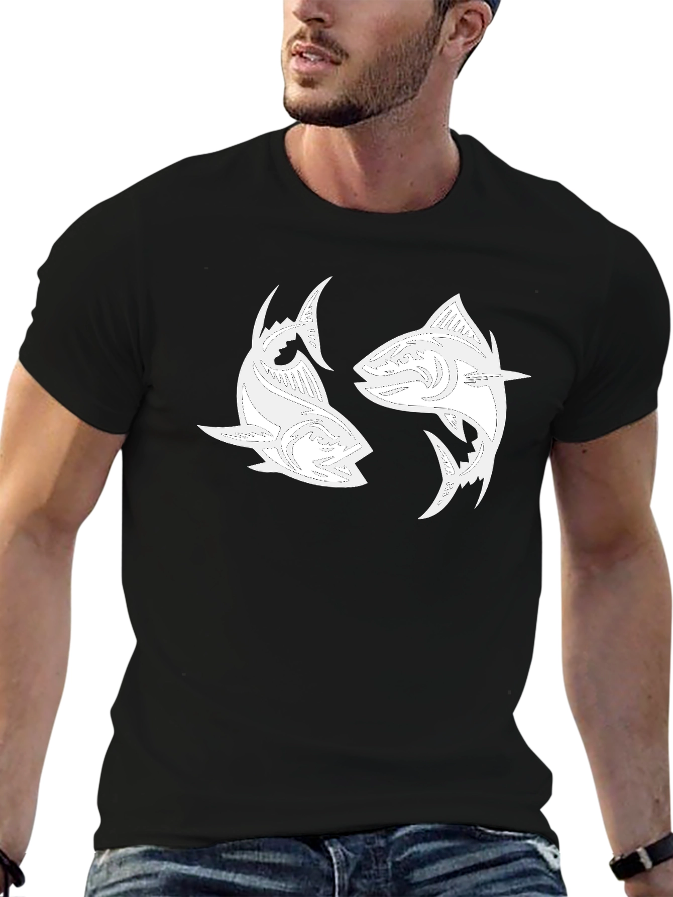 Yin Yang Tuna Graphic Tee - Black