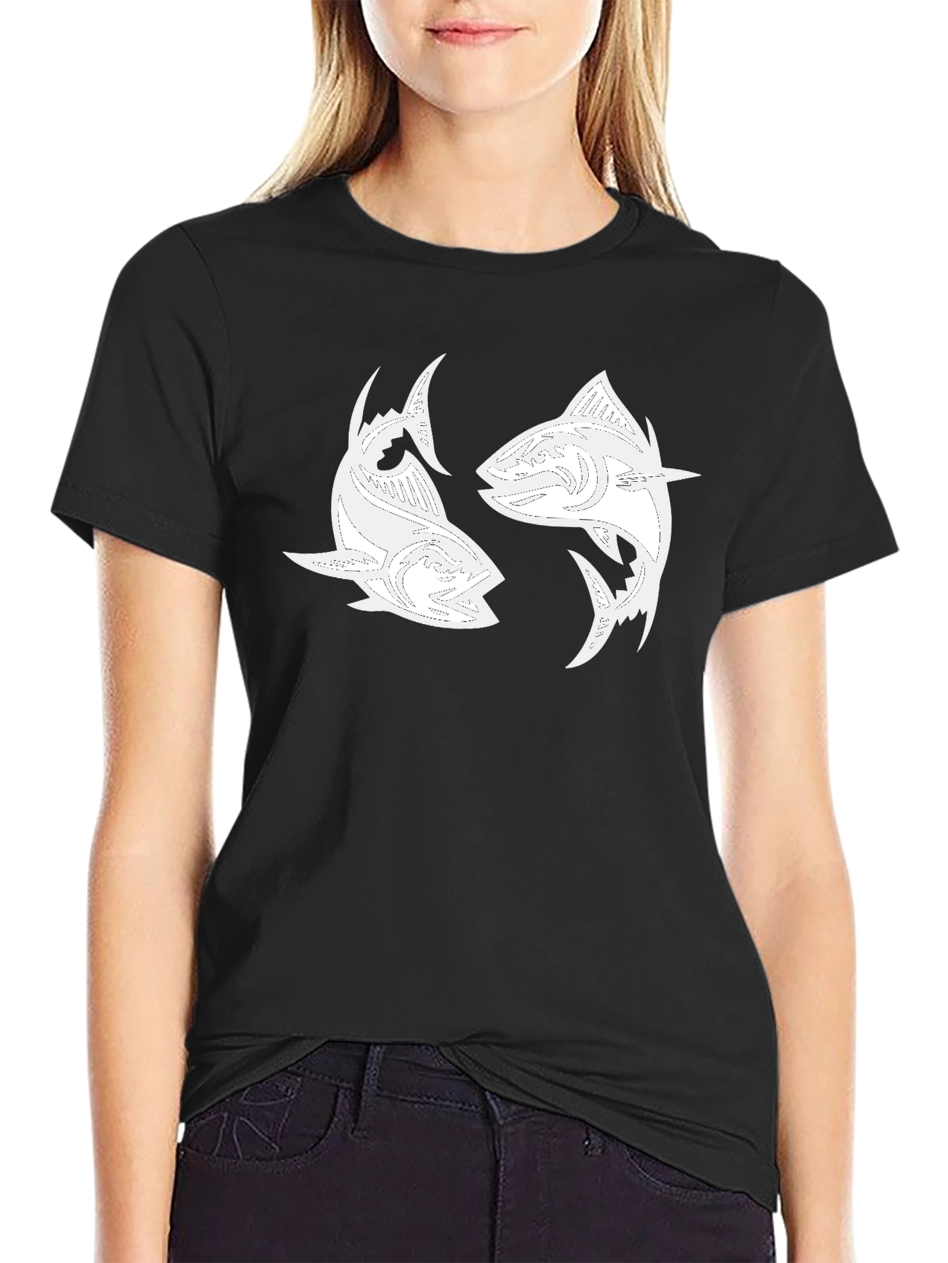 Yin Yang Tuna Graphic Tee - Black