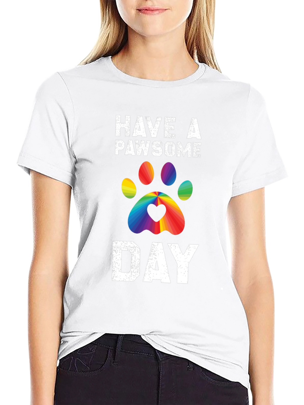 Pawsome Day T-Shirt - Rainbow Paw Print