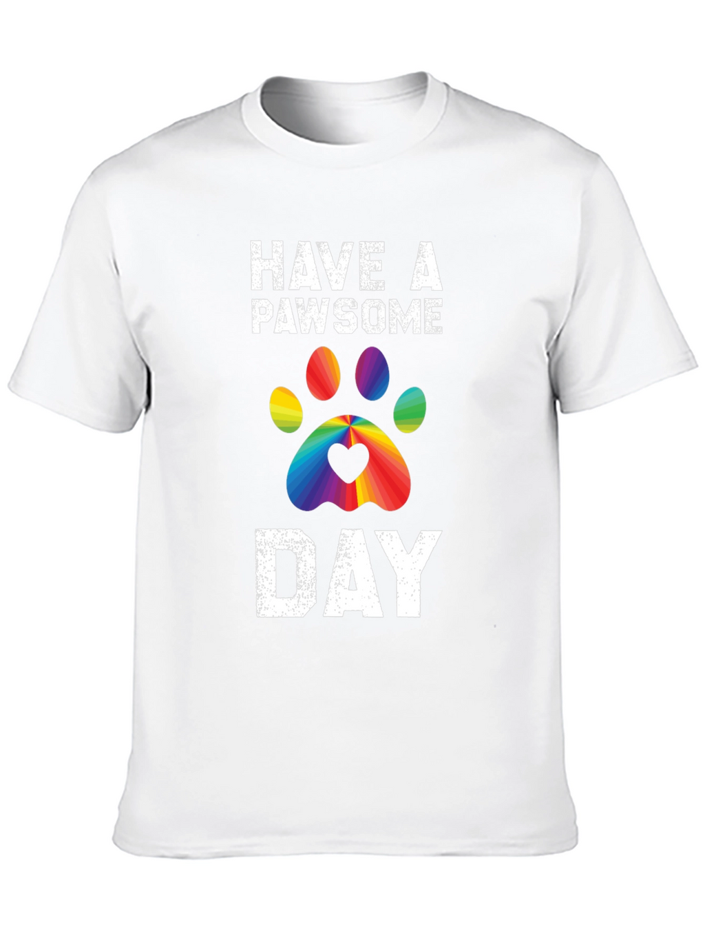 Pawsome Day T-Shirt - Rainbow Paw Print