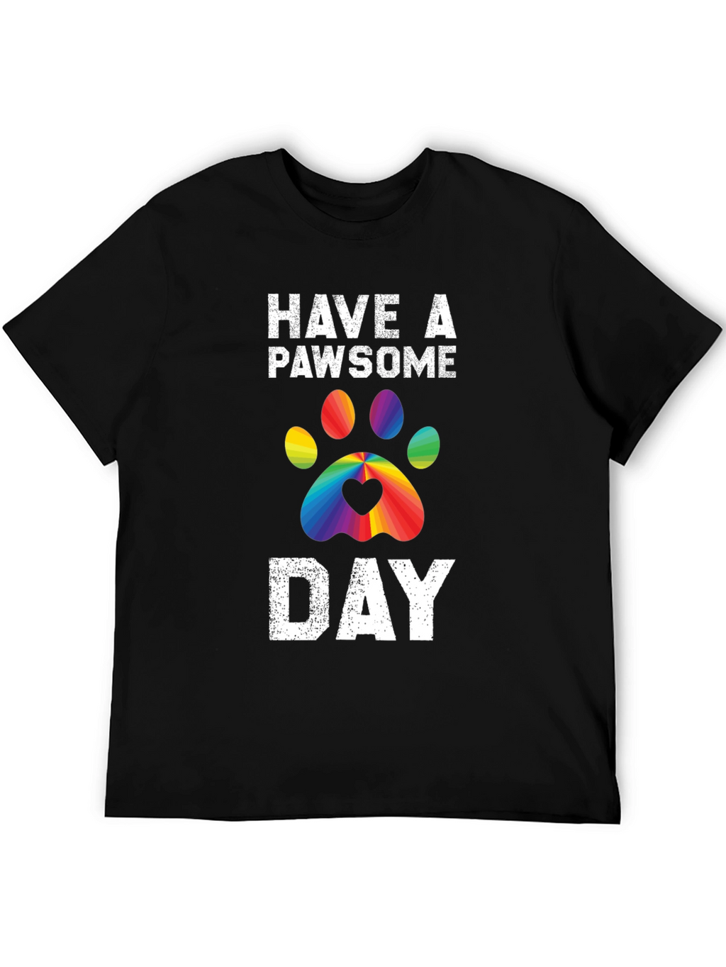 Pawsome Day T-Shirt - Rainbow Paw Print