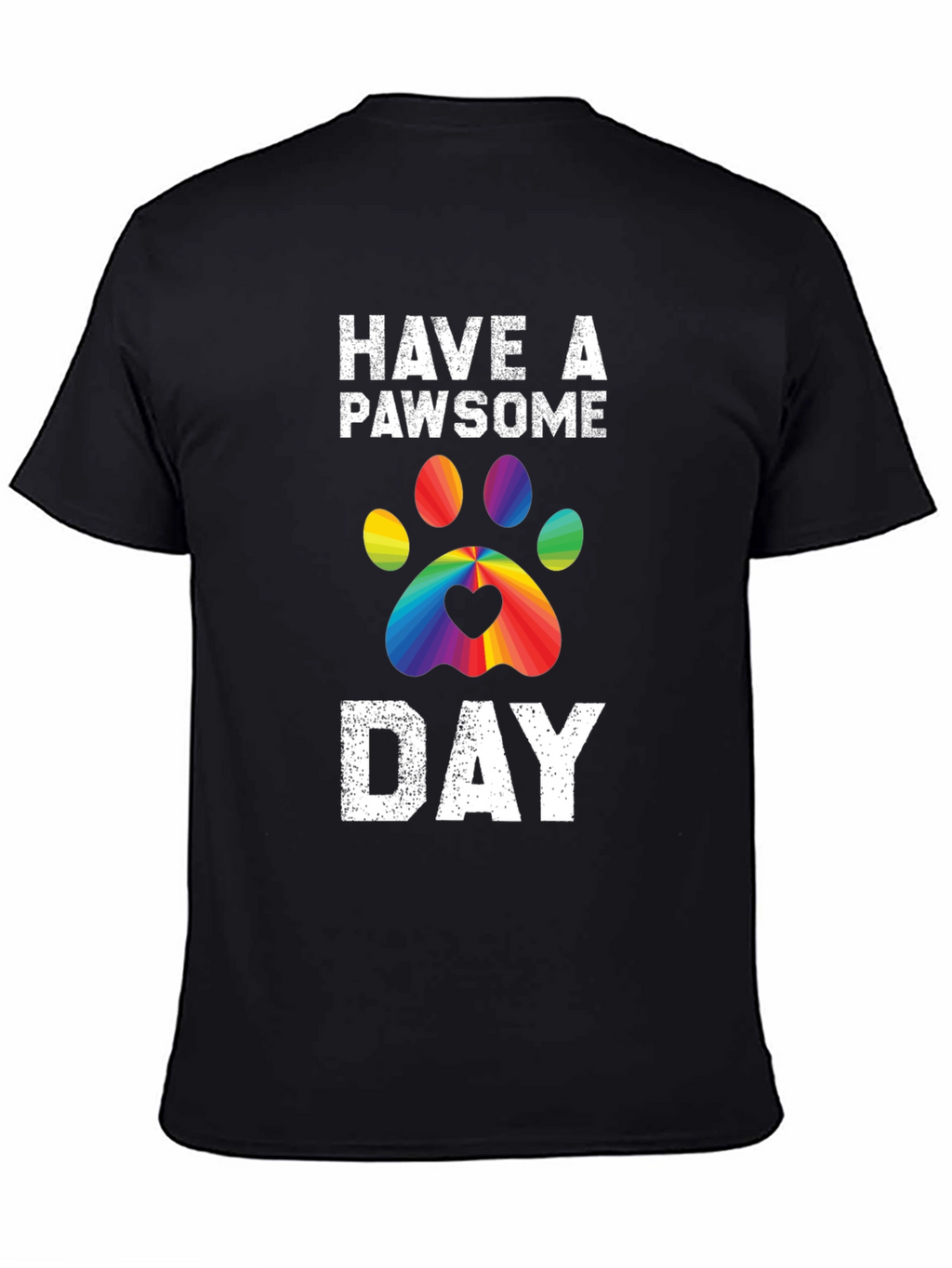 Pawsome Day T-Shirt - Rainbow Paw Print
