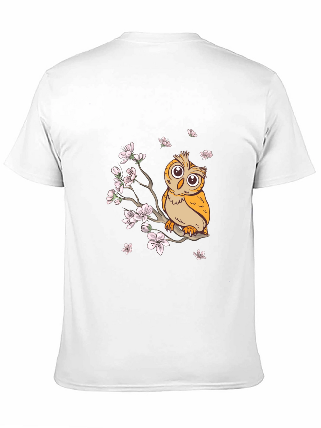 Owl & Cherry Blossoms Graphic Tee - Black