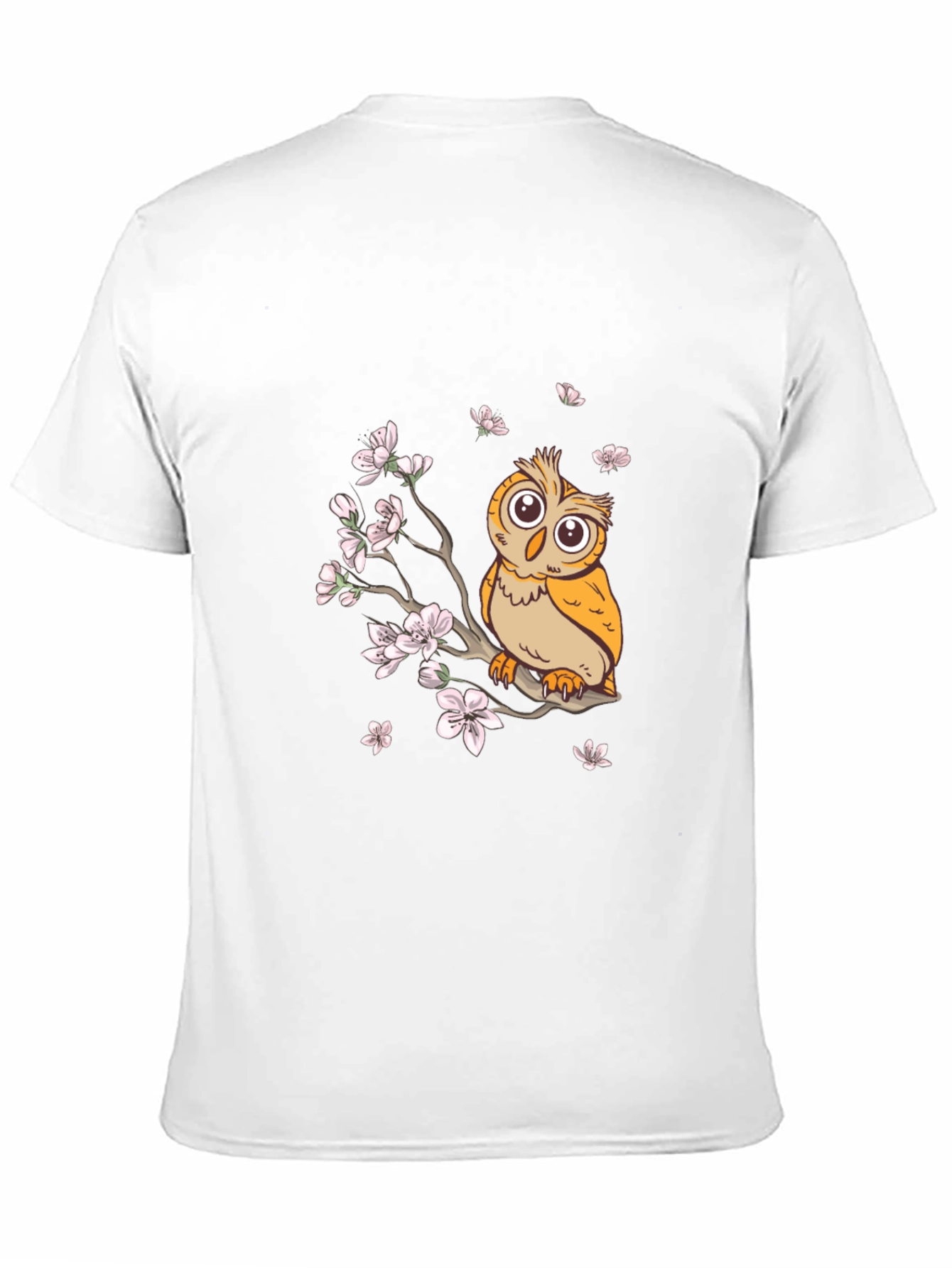 Owl & Cherry Blossoms Graphic Tee - Black